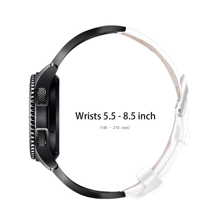 Ceramic+Genuine Leather Rhinestones Decor Adjustable Watchband for Fossil Gen 5 Julianna - White