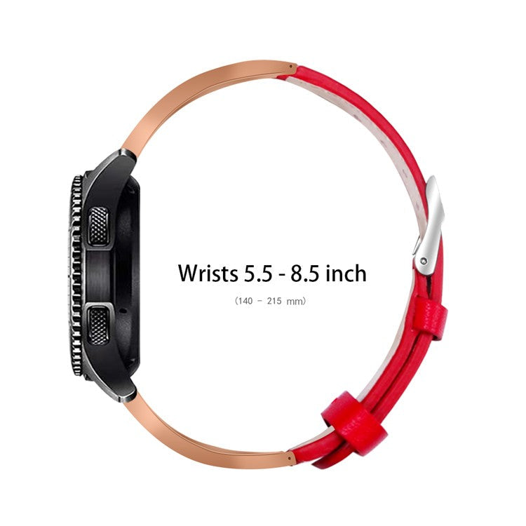 Ceramic+Genuine Leather Rhinestones Decor Adjustable Watchband for Fossil Gen 5 Julianna - Red