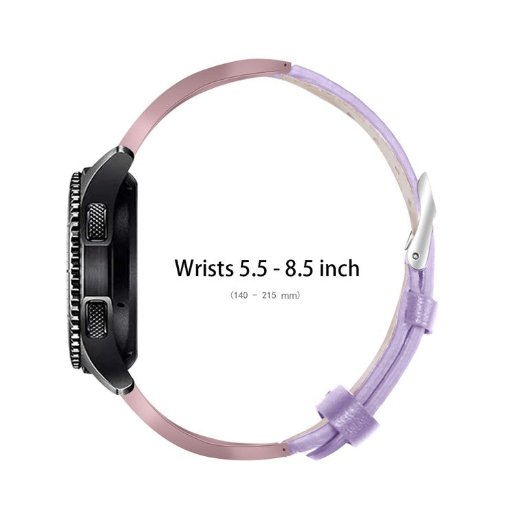 Ceramic+Genuine Leather Replacement Wrist Strap for Huami Amazfit GTR 47mm/Amazfit Pace with Rhinestones Decor - Purple