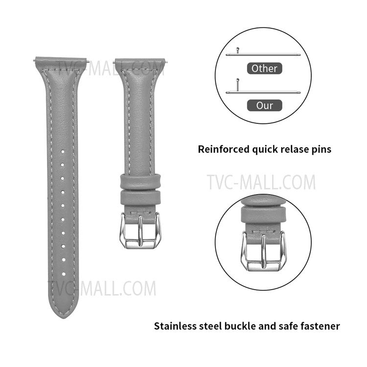 For Fitbit Versa 2/Versa/Versa Lite/Versa SE Stylish Cowhide Genuine Leather Replacement Smart Watch Strap - Grey