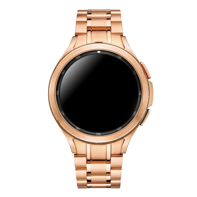 For Samsung Galaxy Watch6 40mm 44mm / Watch6 Classic 43mm 47mm / Watch 5 40mm 44mm / 5 Pro 45mm / Watch4 40mm 44mm 5-Beads Stainless Steel Smart Watch Band Replacement Strap - Rose Gold