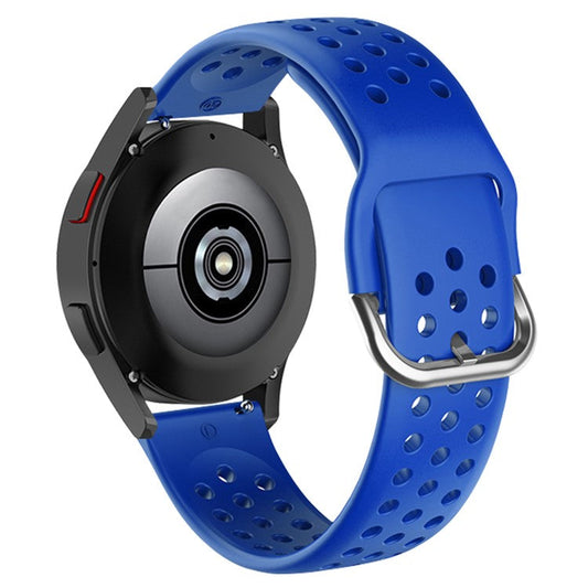 20mm Universal Round Holes Breathable Silicone Smart Watch Strap Replacement Wrist Band - Dark Blue