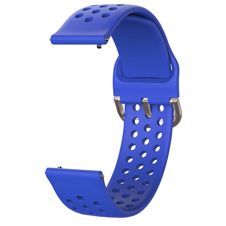 20mm Universal Round Holes Breathable Silicone Smart Watch Strap Replacement Wrist Band - Dark Blue