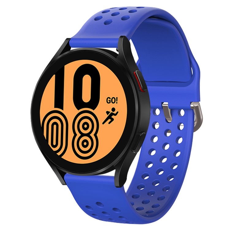20mm Universal Round Holes Breathable Silicone Smart Watch Strap Replacement Wrist Band - Dark Blue
