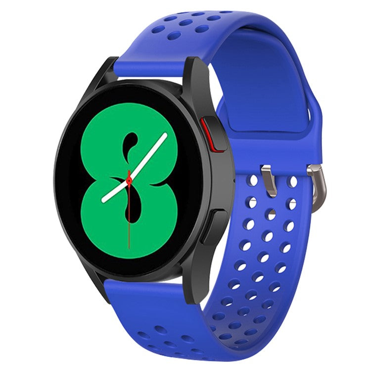 20mm Universal Round Holes Breathable Silicone Smart Watch Strap Replacement Wrist Band - Dark Blue