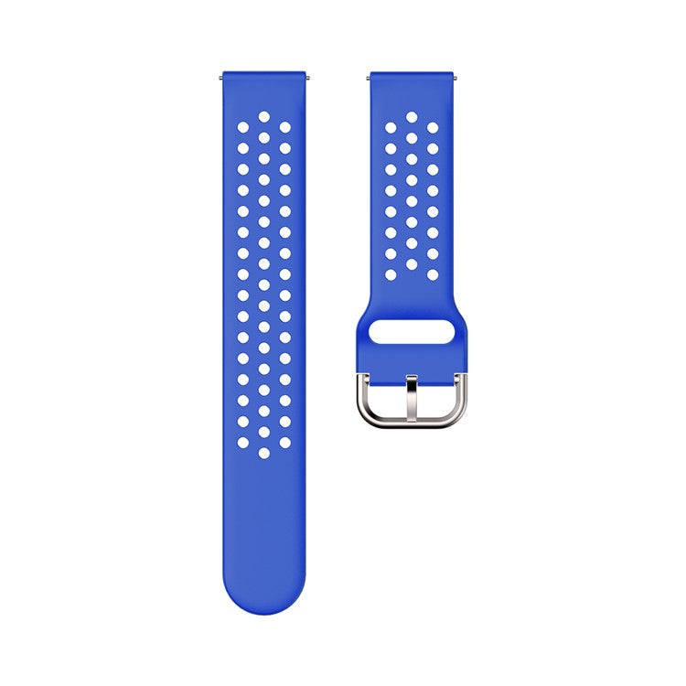 20mm Universal Round Holes Breathable Silicone Smart Watch Strap Replacement Wrist Band - Dark Blue