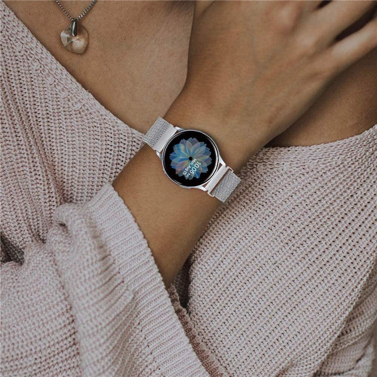 20mm Watch Band for Garmin Vivomove Luxe/GarminMove Luxe Stainless Steel Milanese Mesh Wrist Strap with Magnetic Clasp - Silver