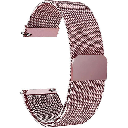 For Garmin Vivomove Luxe/GarminMove Luxe Stainless Steel Milanese Mesh Watch Strap Replace Magnetic Wrist Band (20mm) - Rose Pink
