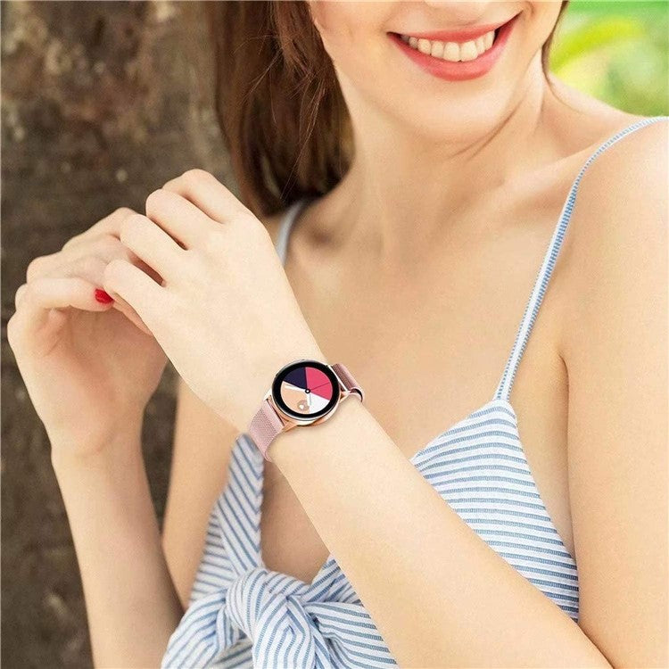 For Garmin Vivomove Luxe/GarminMove Luxe Stainless Steel Milanese Mesh Watch Strap Replace Magnetic Wrist Band (20mm) - Rose Pink