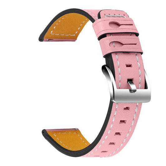 For Garmin Vivomove 3/Garminmove 3 20mm Universal Watch Strap Cowhide Leather Wrist Band Replacement Watchband - Pink