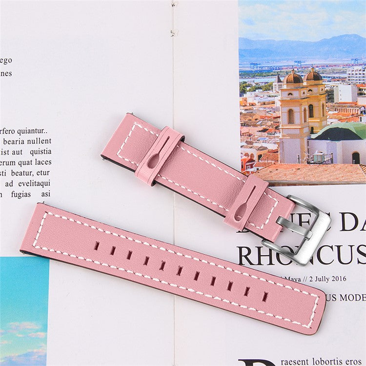 For Garmin Vivomove 3/Garminmove 3 20mm Universal Watch Strap Cowhide Leather Wrist Band Replacement Watchband - Pink