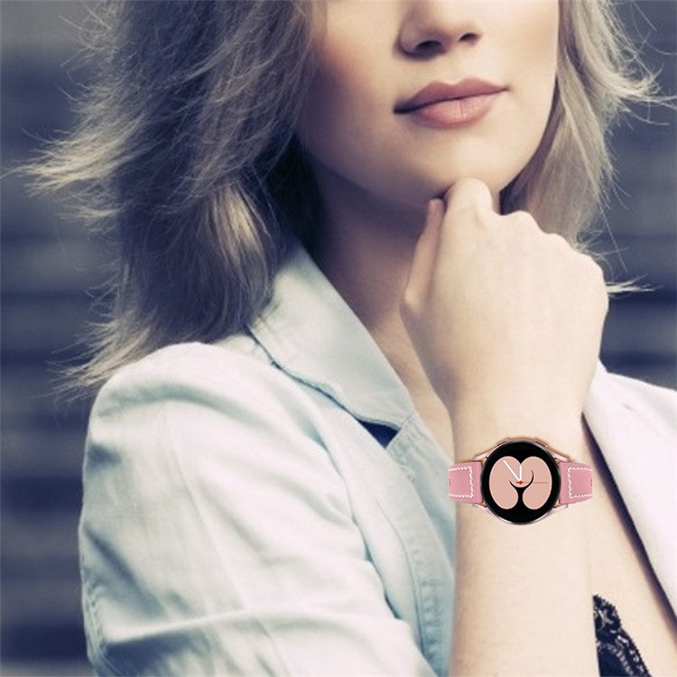 For Garmin Vivomove 3/Garminmove 3 20mm Universal Watch Strap Cowhide Leather Wrist Band Replacement Watchband - Pink