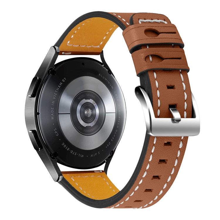 For Garmin Vivoactive 3/Vivoactive 3 Music/Venu 20mm Watch Strap Cowhide Leather Wrist Band Replacement Watchband - Brown