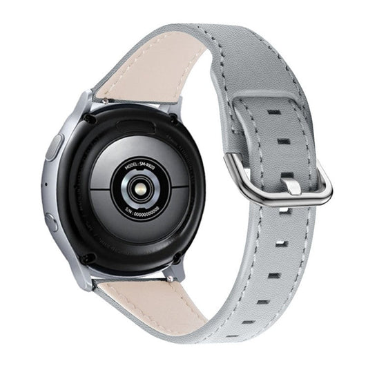 For Garmin Vivoactive 4 Elegant Watch Strap with Stainless Steel Buckle Cowhide Leather Wrist Band (22mm) - Grey