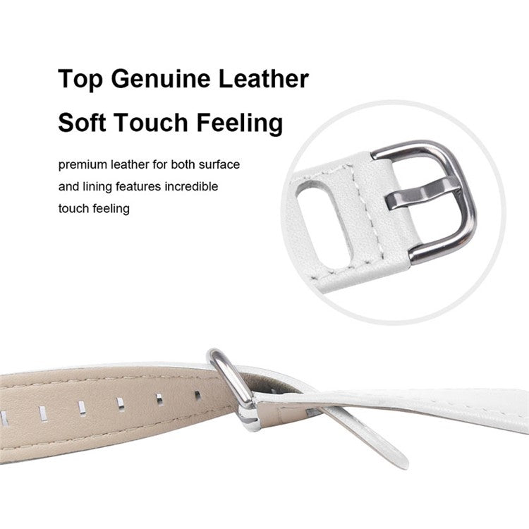 For Xiaomi Mi Watch Color/Haylou Solar LS05 Cowhide Leather Watchband Fashionable Wrist Strap Replacement Part (22mm) - White