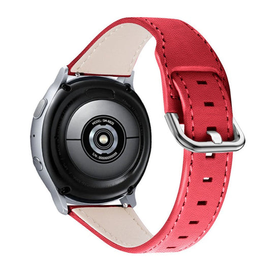 For Huami Amazfit Stratos / Amazfit 2 Stratos Cowhide Leather Soft Touch Wrist Band with Stainless Steel Buckle Watch Strap (22mm) - Red
