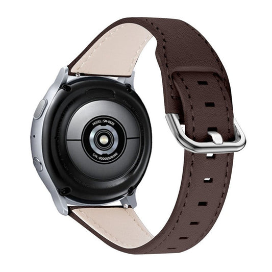 For Misfit Vapor Cowhide Leather Watch Band 20mm Universal Watch Strap with Stainless Steel Buckle - Coffee