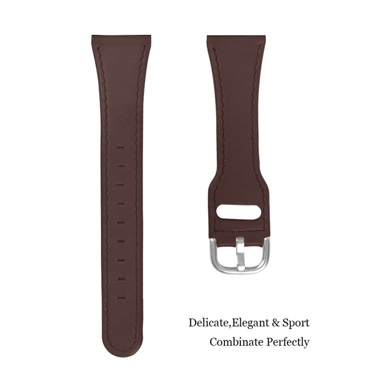 For Misfit Vapor Cowhide Leather Watch Band 20mm Universal Watch Strap with Stainless Steel Buckle - Coffee