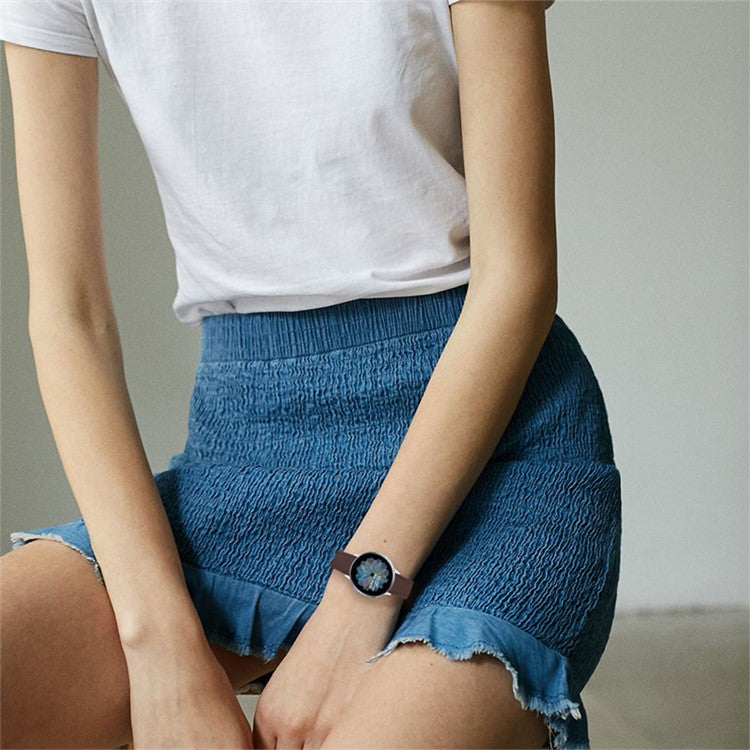 For Misfit Vapor Cowhide Leather Watch Band 20mm Universal Watch Strap with Stainless Steel Buckle - Coffee
