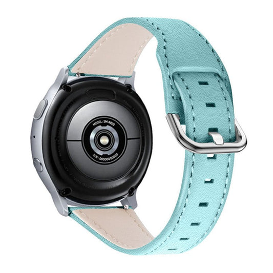 20mm Universal Watchband for Ticwatch 2/Ticwatch E/Ticwatch C2 Cowhide Leather Watch Strap with Stainless Steel Buckle - Baby Blue
