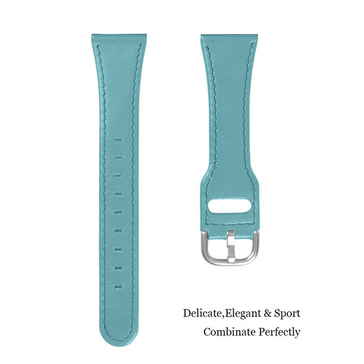20mm Universal Watchband for Ticwatch 2/Ticwatch E/Ticwatch C2 Cowhide Leather Watch Strap with Stainless Steel Buckle - Baby Blue