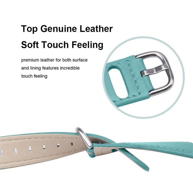 20mm Universal Watchband for Ticwatch 2/Ticwatch E/Ticwatch C2 Cowhide Leather Watch Strap with Stainless Steel Buckle - Baby Blue