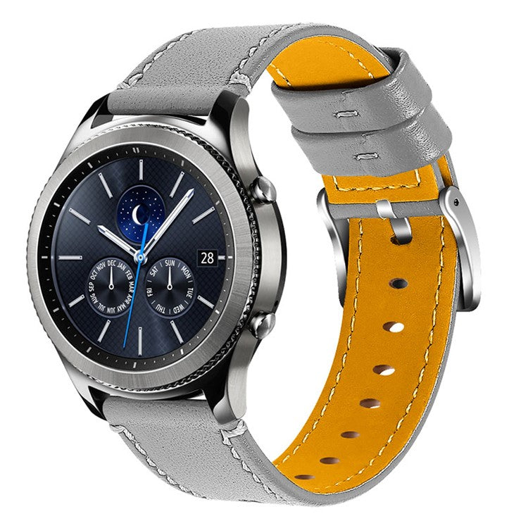 For Fossil Gen 5 Carlyle Cowhide Leather Soft Touch Wrist Strap 22mm Universal Watch Band with Stainless Steel Buckle - Grey