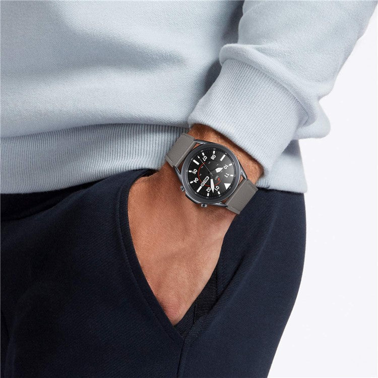 For Huami Amazfit GTR 47mm Cowhide Genuine Leather Watch Strap Double-sided Textured Replacement Wrist Band - Grey