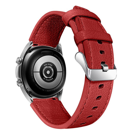 For Huawei Watch GT 2e/GT 2 46mm Stylish Cowhide Genuine Leather Double-sided Textured Watch Band Wrist Strap - Red
