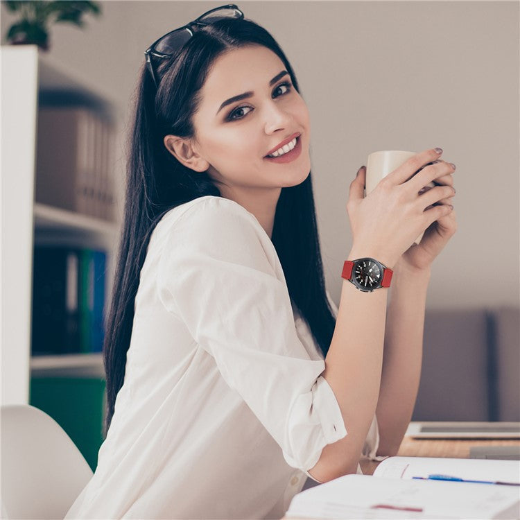 For Huawei Watch GT 2e/GT 2 46mm Stylish Cowhide Genuine Leather Double-sided Textured Watch Band Wrist Strap - Red