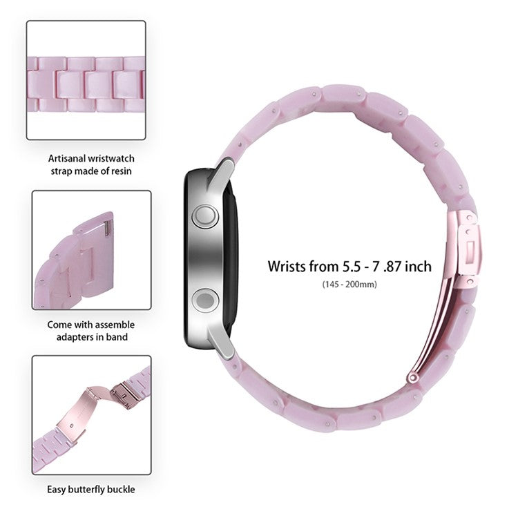20mm Resin Smart Watch Strap for Garmin Vivomove 3/Garminmove 3, Replacement Wristband with Stainless Steel Buckle - Light Purple