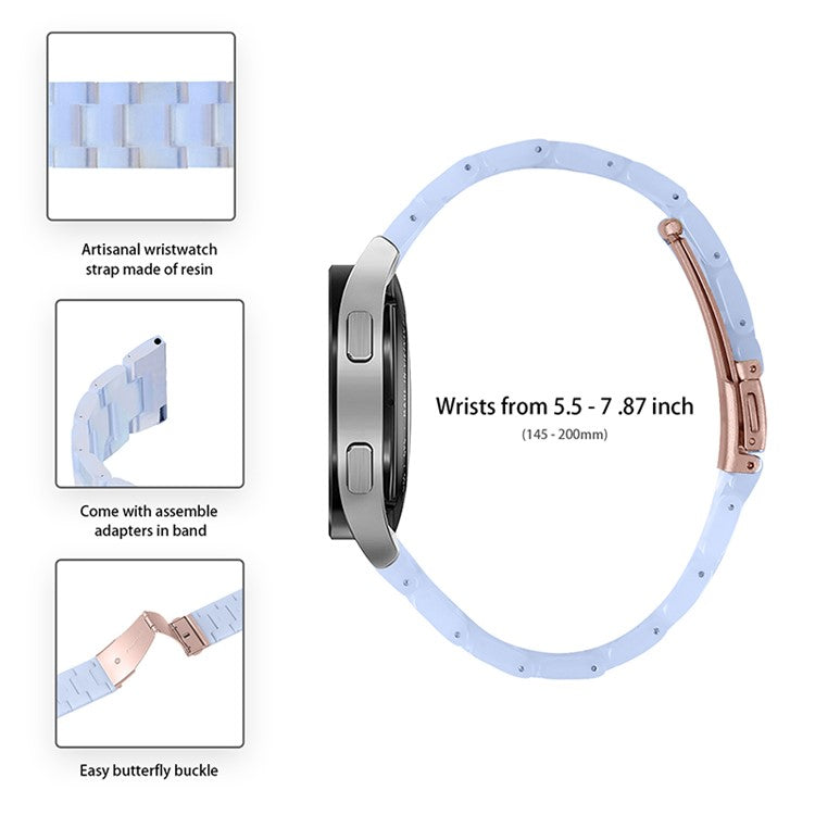 20mm Resin Smart Watch Strap for Garmin Vivomove 3/Garminmove 3, Replacement Wristband with Stainless Steel Buckle - Baby Blue