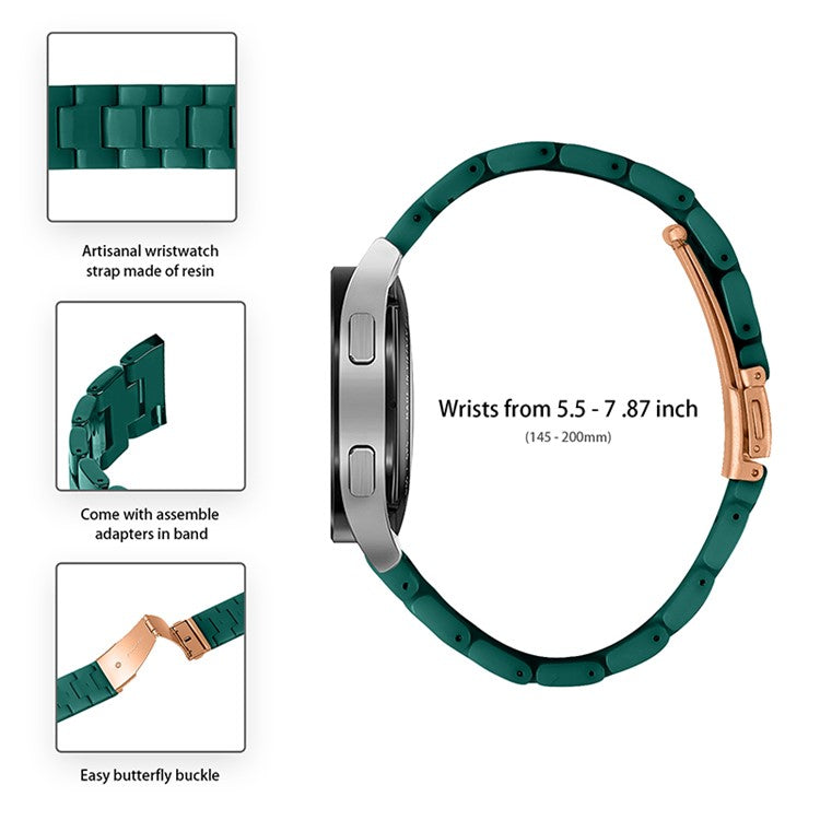 20mm Resin Smart Watch Strap for Garmin Vivomove 3/Garminmove 3, Replacement Wristband with Stainless Steel Buckle - Dark Green