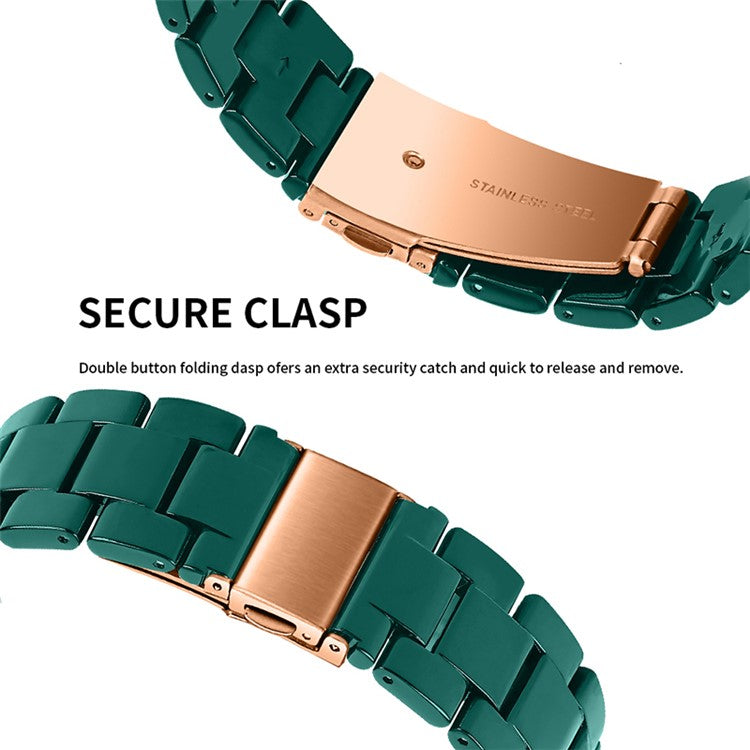 20mm Resin Smart Watch Strap for Garmin Vivomove 3/Garminmove 3, Replacement Wristband with Stainless Steel Buckle - Dark Green