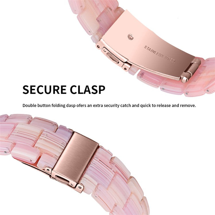 20mm Resin Smart Watch Strap for Garmin Vivomove 3/Garminmove 3, Replacement Wristband with Stainless Steel Buckle - Silk Pink