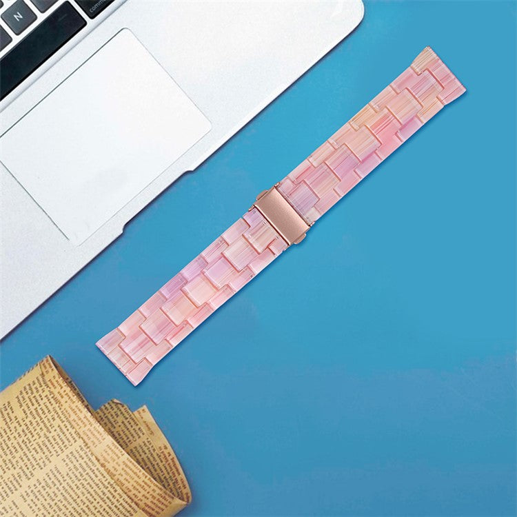 20mm Resin Smart Watch Strap for Garmin Vivomove 3/Garminmove 3, Replacement Wristband with Stainless Steel Buckle - Silk Pink