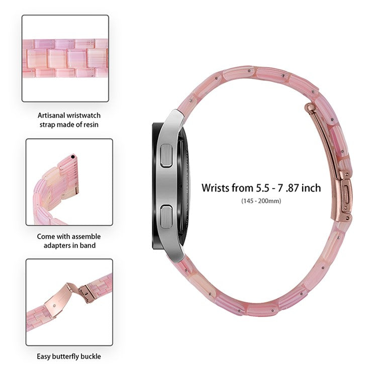 20mm Resin Smart Watch Strap for Garmin Vivomove 3/Garminmove 3, Replacement Wristband with Stainless Steel Buckle - Silk Pink