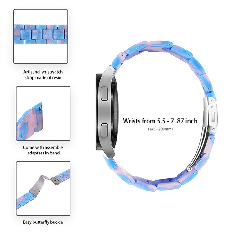 For Huawei Watch 2/Watch GT 2 42mm Resin Watch Band Wrist Strap Replacement 20mm with Stainless Steel Buckle  - Blue/Pink