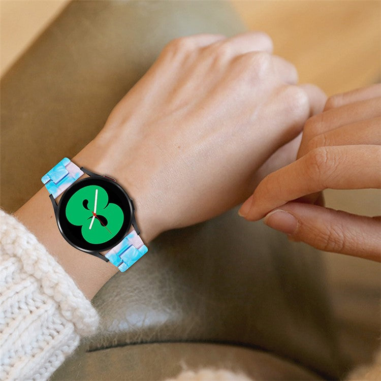 For Huawei Watch 2/Watch GT 2 42mm Resin Watch Band Wrist Strap Replacement 20mm with Stainless Steel Buckle  - Blue/Pink