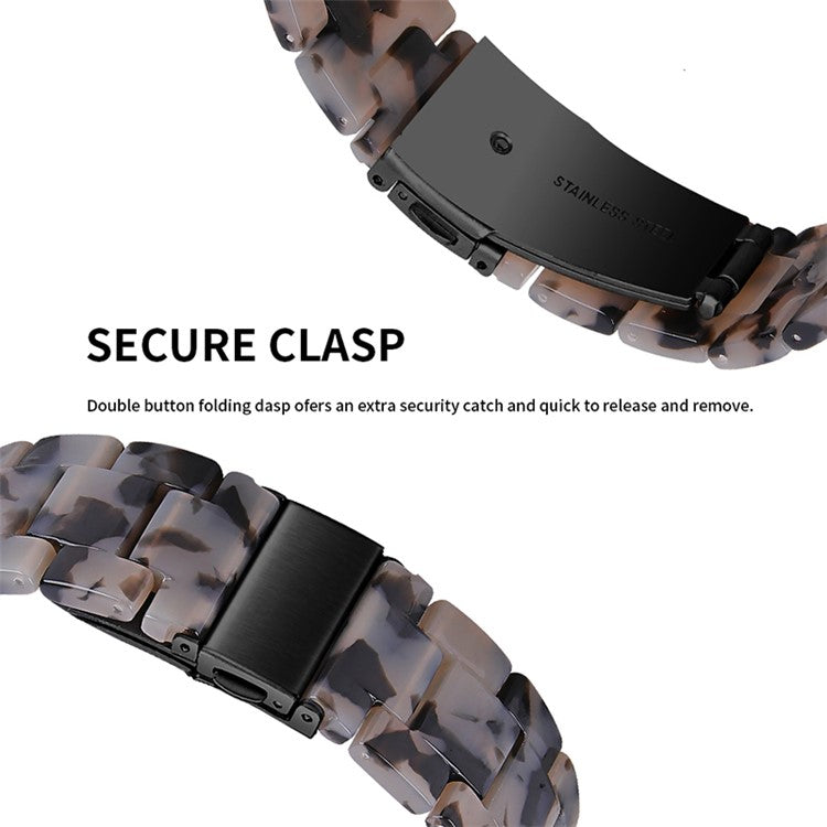 For Huawei Watch 2/Watch GT 2 42mm Resin Watch Band Wrist Strap Replacement 20mm with Stainless Steel Buckle  - Black/Grey