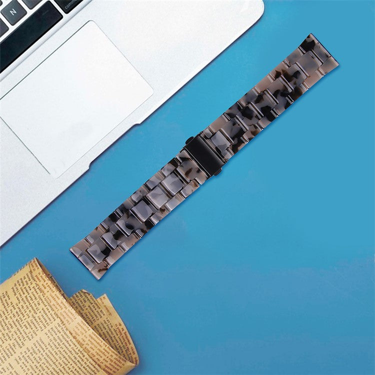 For Huawei Watch 2/Watch GT 2 42mm Resin Watch Band Wrist Strap Replacement 20mm with Stainless Steel Buckle  - Black/Grey