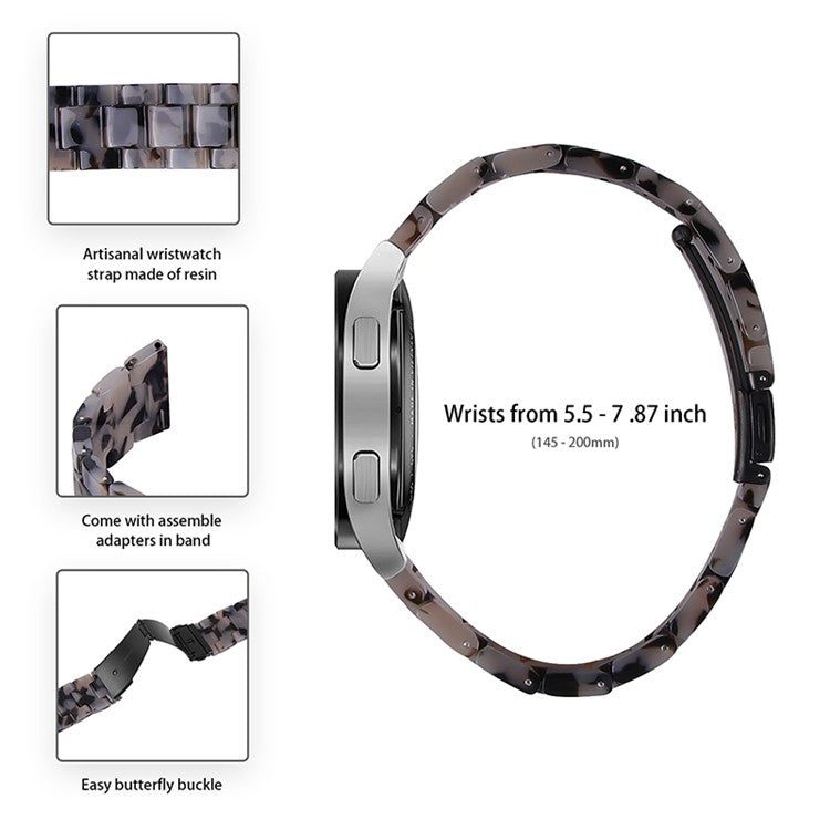 For Huawei Watch 2/Watch GT 2 42mm Resin Watch Band Wrist Strap Replacement 20mm with Stainless Steel Buckle  - Black/Grey