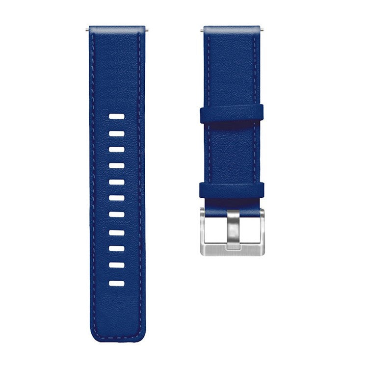 For HUAWEI Watch GT3/Samsung Galaxy Watch 46mm/Gear S3 Classic Leather Watch Band 22mm Universal Watch Strap with Buckle - Dark Blue