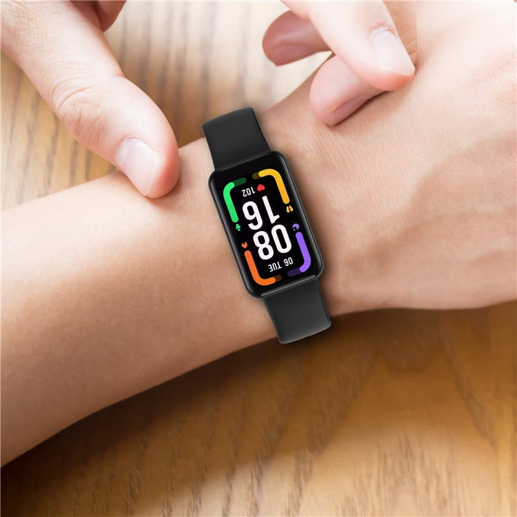 For Xiaomi Redmi Smart Band Pro Solid Color Soft Silicone Watch Band Adjustable Wrist Strap - Red