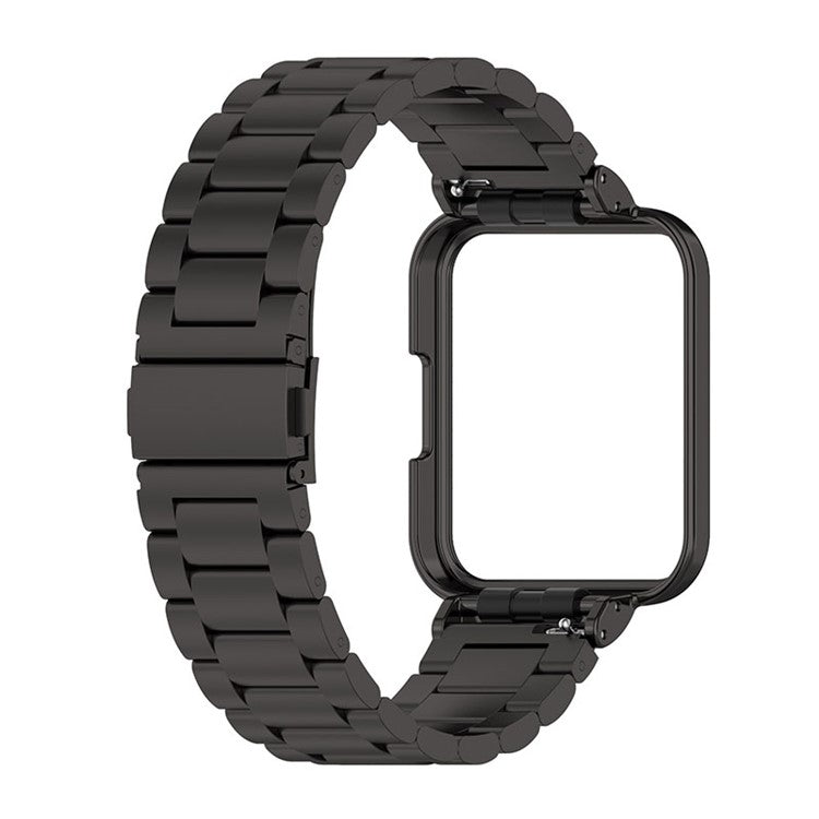 For Xiaomi Redmi Watch 2 Lite Metal Three Beads Wrist Strap+Watch Case - Black