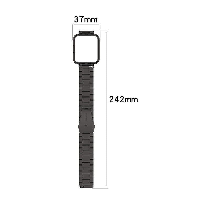 For Xiaomi Redmi Watch 2 Lite Metal Three Beads Wrist Strap+Watch Case - Black