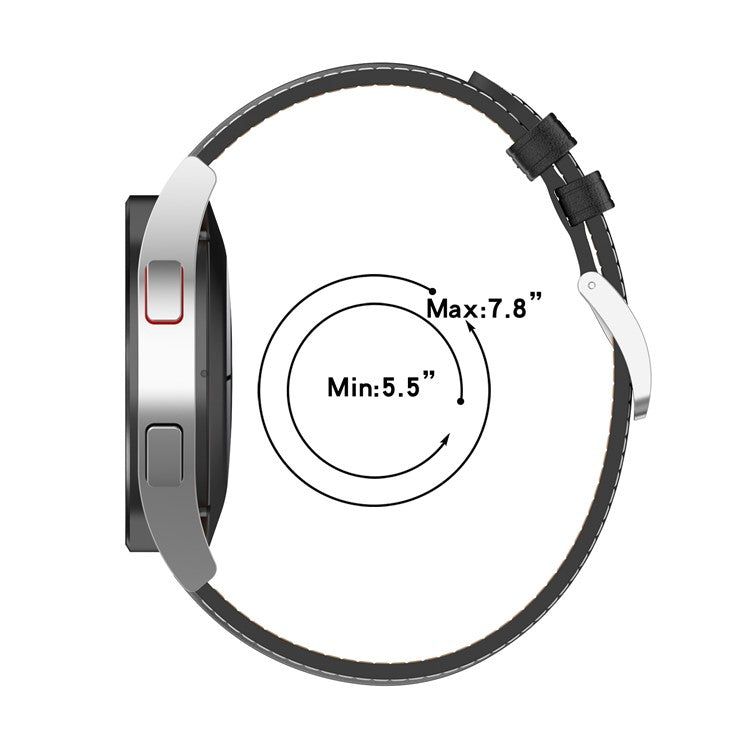 For Huawei Watch GT2/Samsung Galaxy Watch Active 20mm Universal Stitching Line First Layer Cowhide Solid Color Smart Watch Replacement Strap - Red