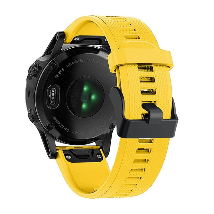 For Garmin Fenix 7 Wrist Band Quick Release Silicone Adjustable Watch Strap with Black Buckle - Yellow