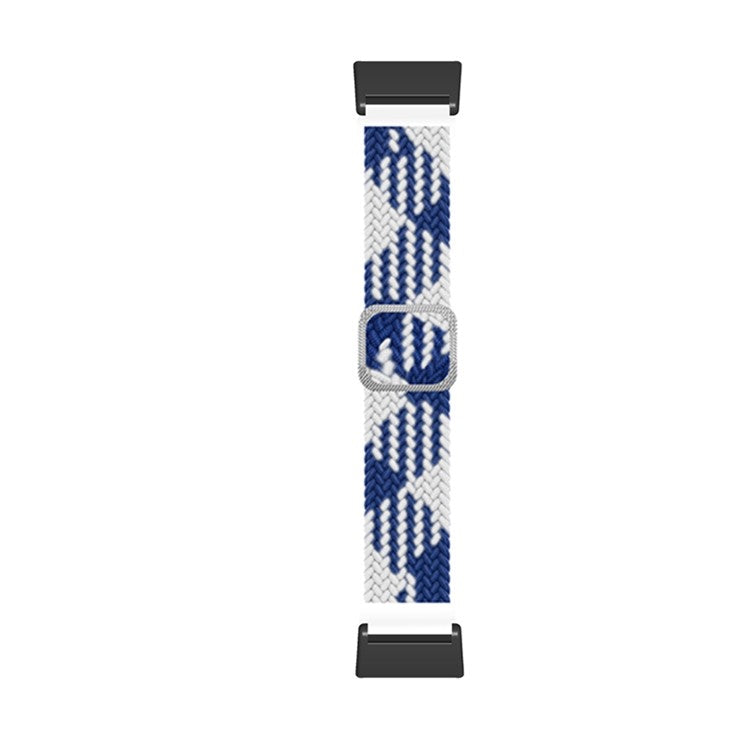 For Xiaomi Redmi Watch 2 Replacement Wrist Band Braided Nylon Elastic Smart Watch Strap with Metal Connector - Blue/White