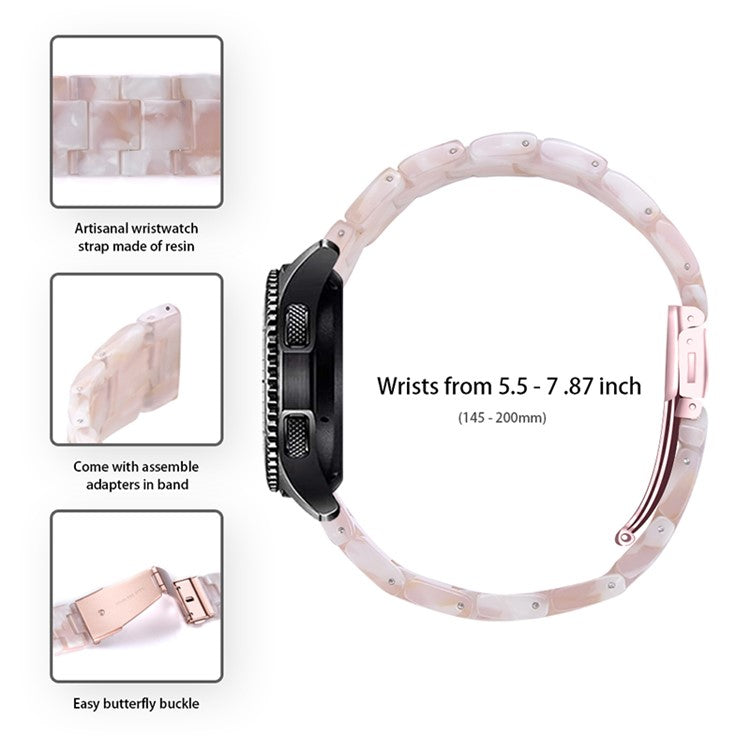 For Garmin Vivoactive 3/Vivoactive 3 Music/Venu Smooth Durable Resin Watch Strap Replacement Wrist Band 20mm - Pink/White